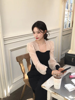 Chiffon knit top blouse