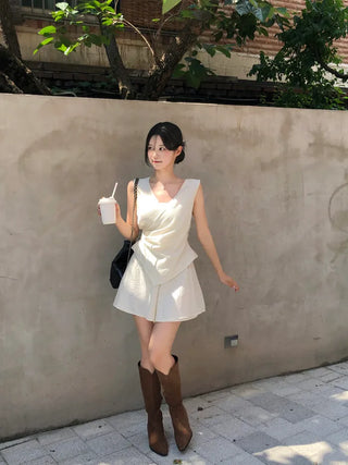 [2pcs] Chiffon Blouse and Pants Set