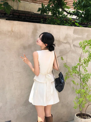 [2pcs] Chiffon Blouse and Pants Set