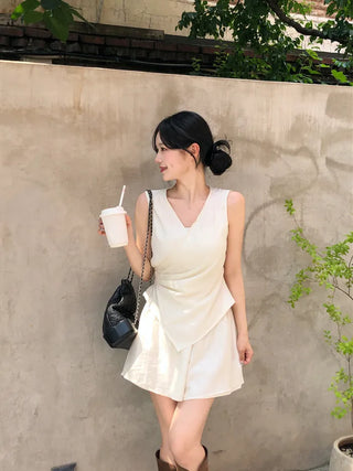 [2pcs] Chiffon Blouse and Pants Set