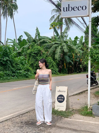 [With built-in cups] Beach knit tank top