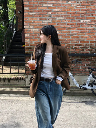 Suede button jacket