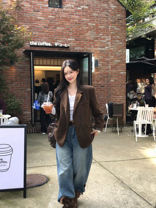 Suede button jacket
