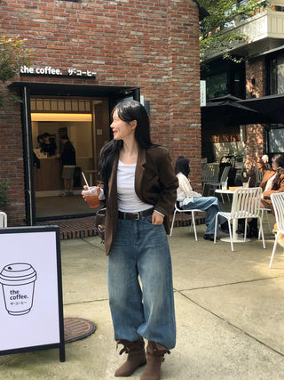 Suede button jacket