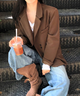 Suede button jacket
