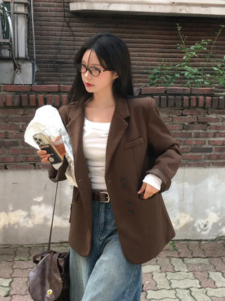 Suede button jacket