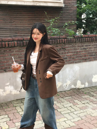 Suede button jacket
