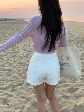 Summer distressed boat neck cropped knit (5 colors)