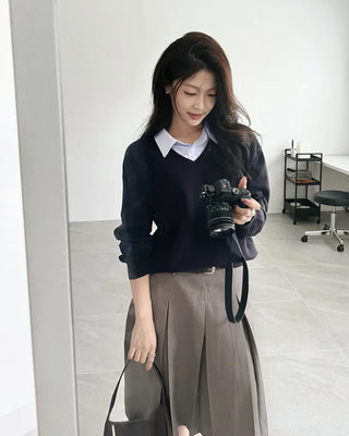 Shirt-layered knit