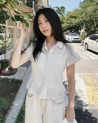 Striped short-sleeved shirt