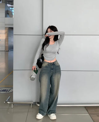 Slim Shirred Cropped T-Shirt (8 colors)