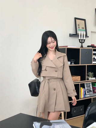 [3-piece] Mini Trench Dress
