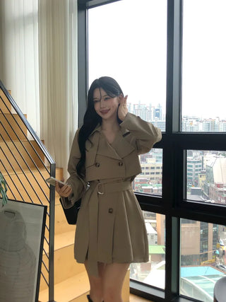 [3-piece] Mini Trench Dress