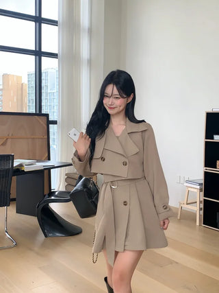 [3-piece] Mini Trench Dress