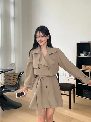 [3-piece] Mini Trench Dress