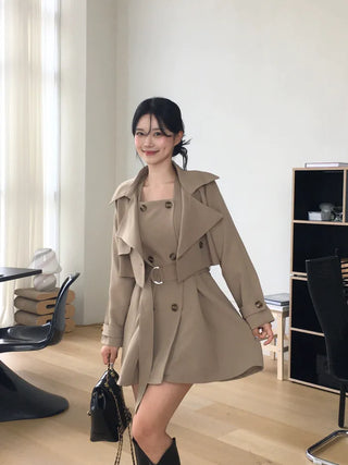[3-piece] Mini Trench Dress