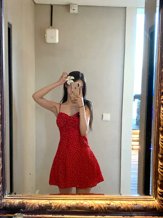 Shirred heart neck camisole dress (3 colors)