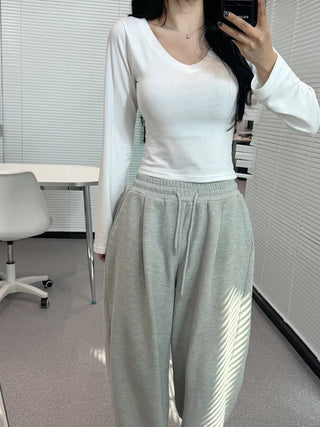 [6 colors] Slim V-neck long-sleeve T-shirt