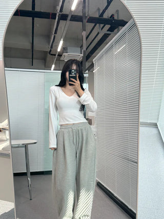 [6 colors] Slim V-neck long-sleeve T-shirt