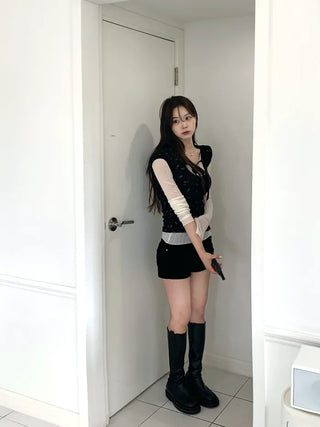 See-through V-neck T-shirt