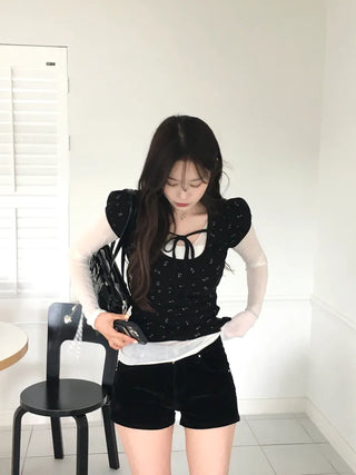 See-through V-neck T-shirt