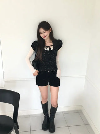 See-through V-neck T-shirt