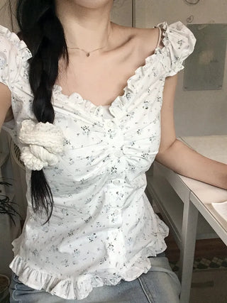 Flower frill blouse