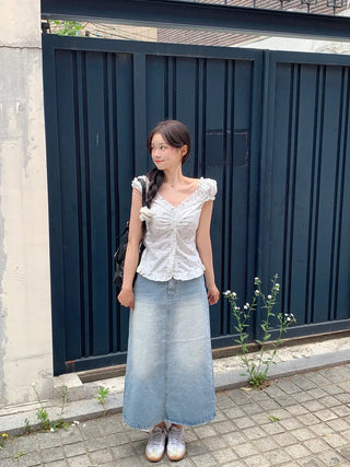 Flower frill blouse