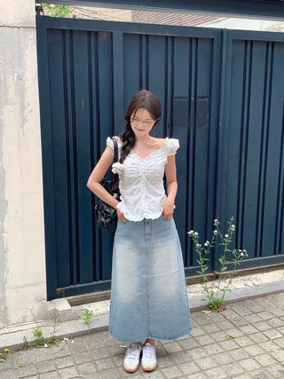 Flower frill blouse