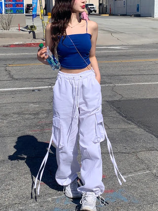 [Unisex] Drawstring Hem Cargo Pants (2 colors)