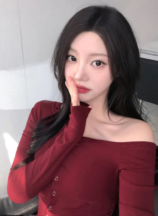 One-shoulder shirred T-shirt