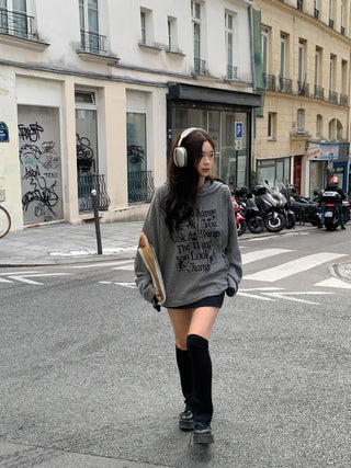Lettering Hooded Oversized T-Shirt (4 colors)