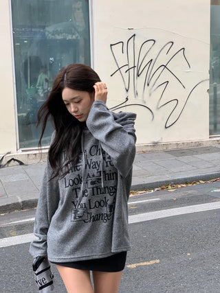 Lettering Hooded Oversized T-Shirt (4 colors)