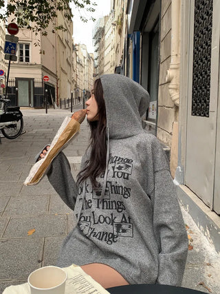 Lettering Hooded Oversized T-Shirt (4 colors)