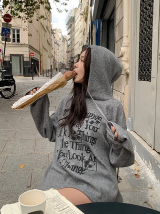 Lettering Hooded Oversized T-Shirt (4 colors)