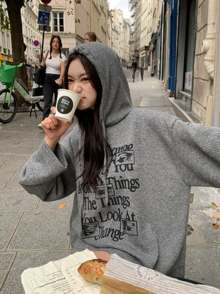 Lettering Hooded Oversized T-Shirt (4 colors)