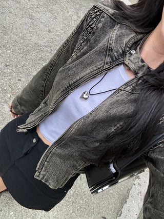 Stone Vintage Rider's Denim Jacket