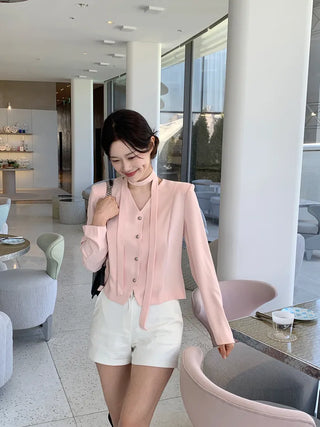 Tie jacket & blouse set