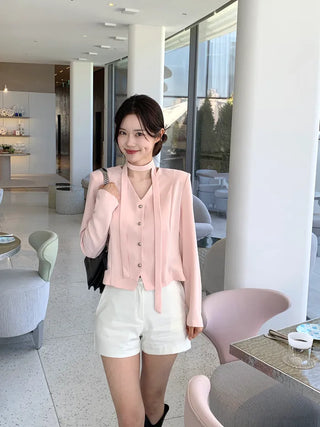 Tie jacket & blouse set