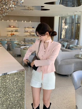 Tie jacket & blouse set