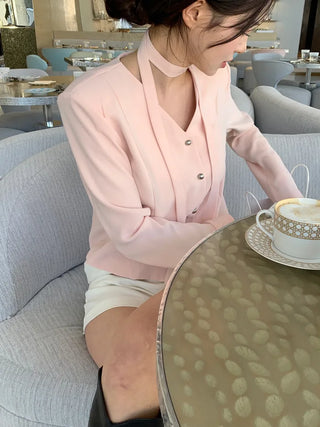 Tie jacket & blouse set