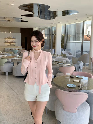 Tie jacket & blouse set