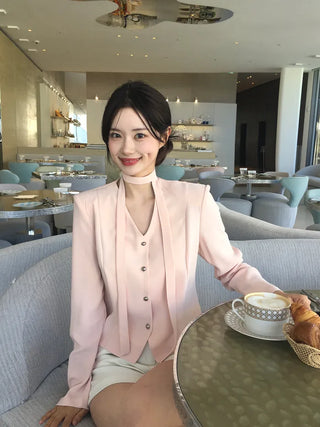 Tie jacket & blouse set