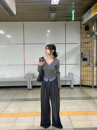 [4 colors] Pleated wide-leg slacks