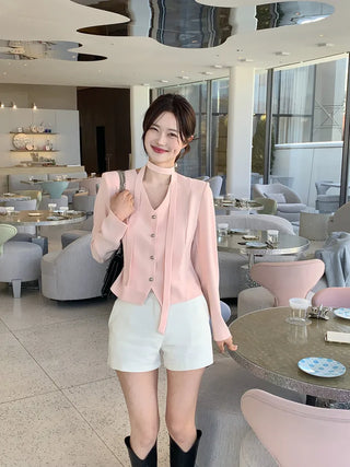Tie jacket & blouse set