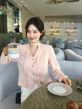 Tie jacket & blouse set