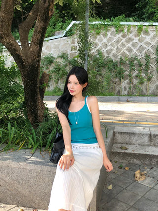 [6 colors] Pendant Rib Sleeveless