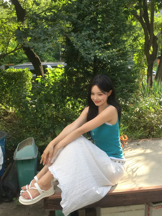 [6 colors] Pendant Rib Sleeveless