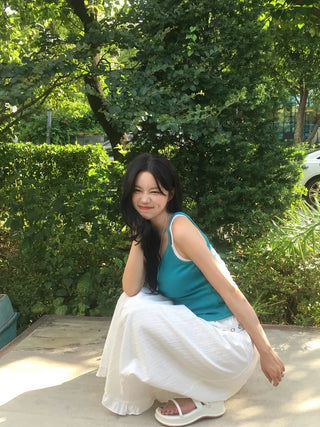 [6 colors] Pendant Rib Sleeveless