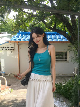 [6 colors] Pendant Rib Sleeveless